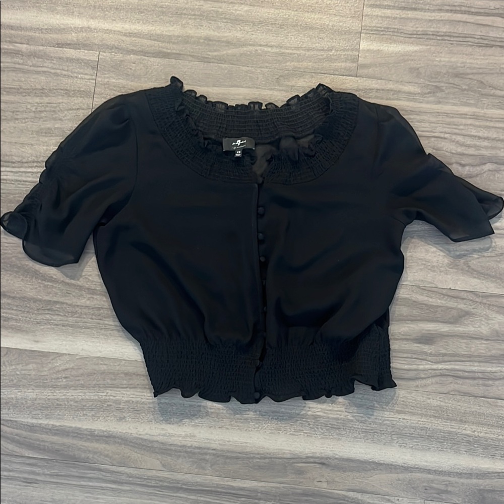 Elegant Black Ruffled Women's Top
